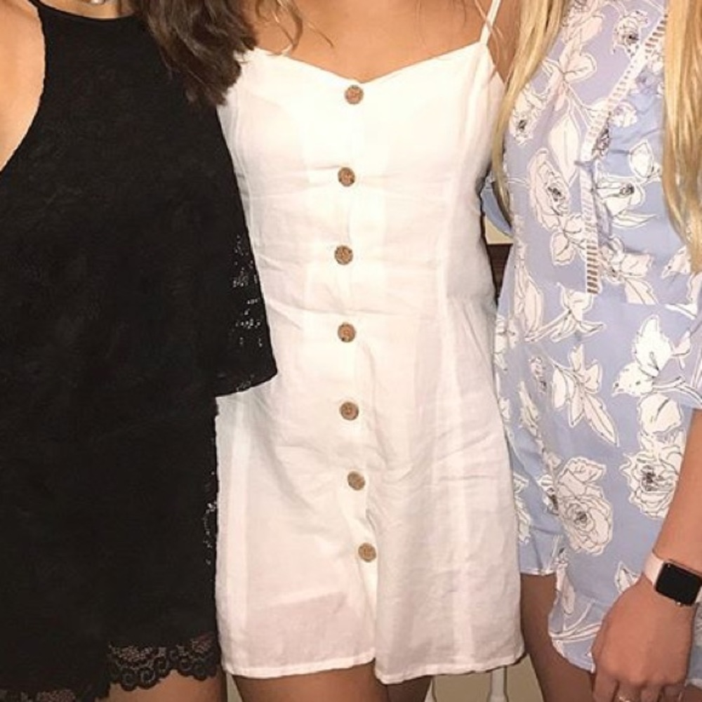 White button down mini-dress